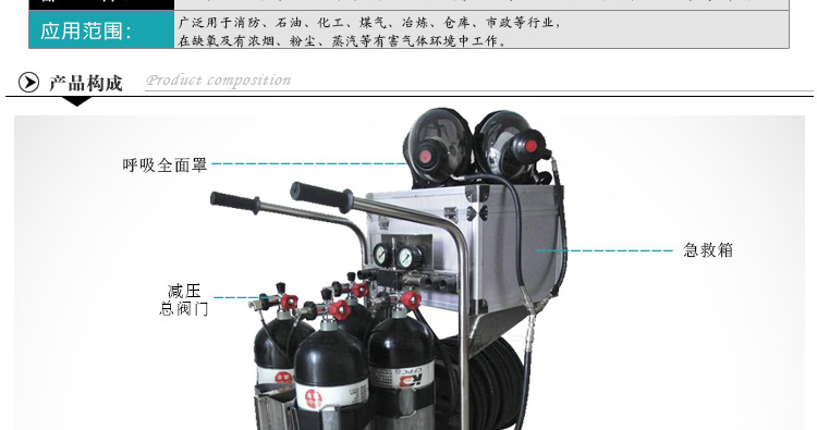 上海皓驹 车载式空气呼吸器长管呼吸器正压式长管空气呼吸器四人用厂家直销示例图4