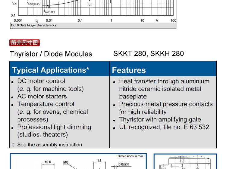 SKKH280 电焊机专用可控硅模块 SKKH280/18E CE认证 现货供应示例图10
