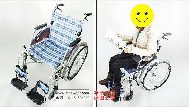 批发MiKi三贵轮椅MOCSW-43J 轻便折叠 时尚老人残疾人代步车示例图6