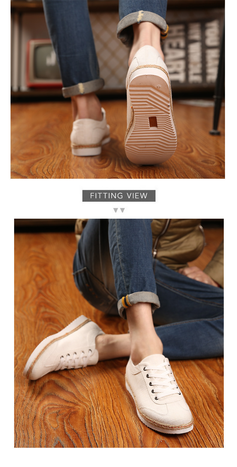 低帮新款系带韩版亚麻布帆布鞋男士日常休闲鞋子潮鞋男学生鞋板鞋示例图19
