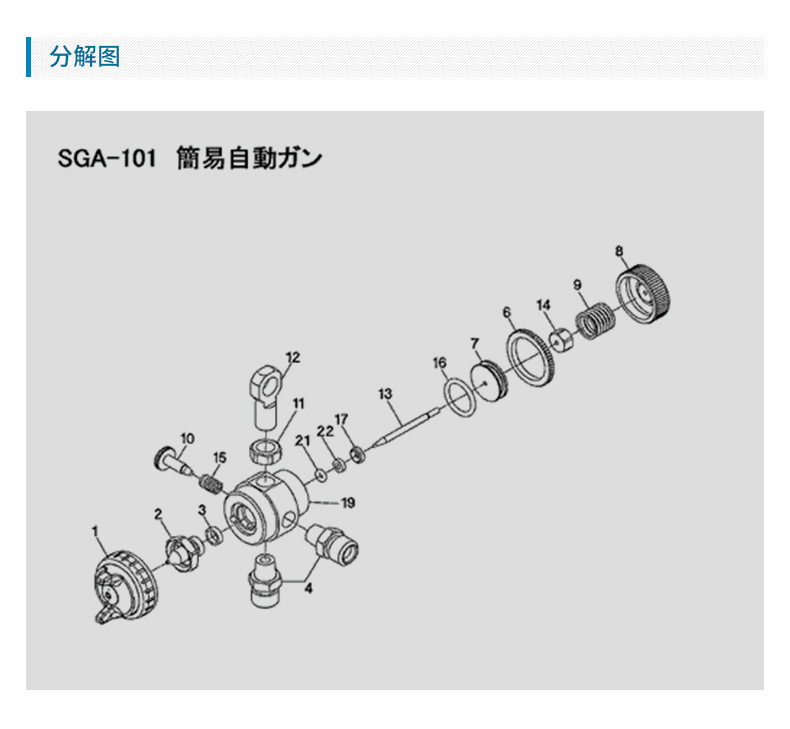 日本岩田喷枪 油漆喷枪 SGA-101 脱模剂自动喷枪 简易自动喷漆枪示例图4