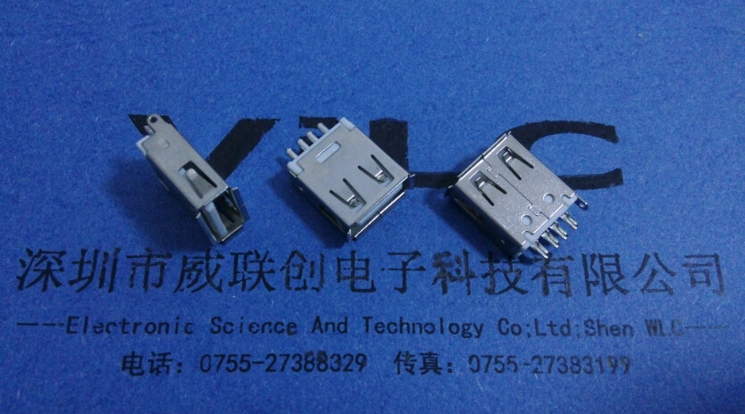 特殊A母90度加长针加长脚USB母座 单脚固定加长高度USB示例图2