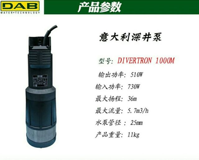 戴博水泵DAB水泵高扬程潜水泵深井泵DIVERTRON系列井水增压泵