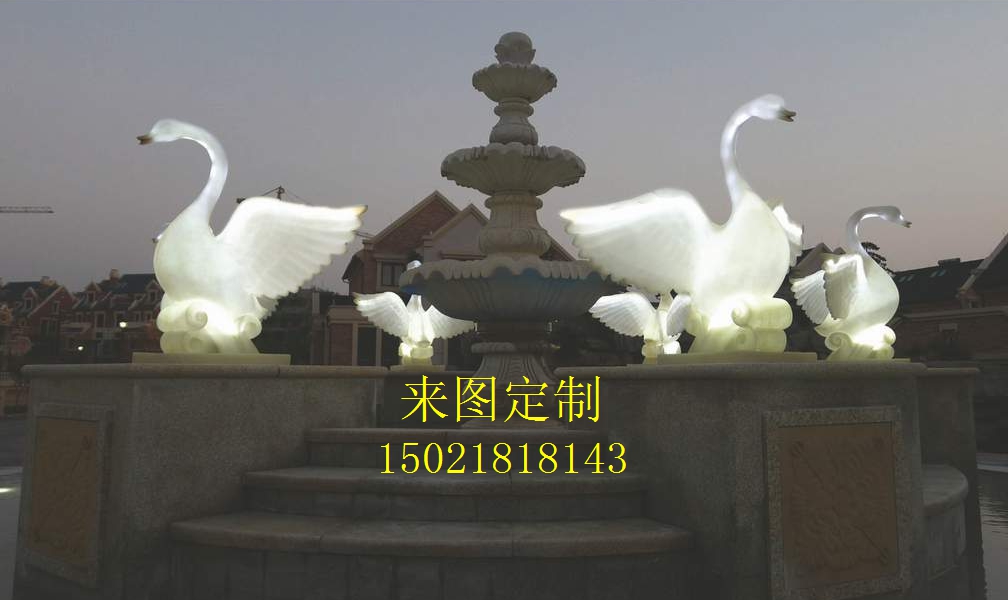 订制 仿真发光天鹅雕塑 动物雕塑 室外园林景观雕塑 公园雕塑装饰