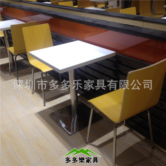 广东深圳家具直销 快餐店茶餐厅大理石不锈钢底座餐桌子