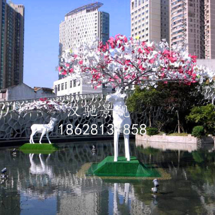 厂家直销各类公园景观玻璃钢鹿子雕塑 商业美陈DP点玻璃钢鹿雕塑示例图5