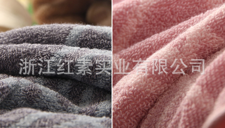 红素纯棉毛巾两条装 加厚格纹面巾套装 毛巾刺绣logo礼品定制示例图9