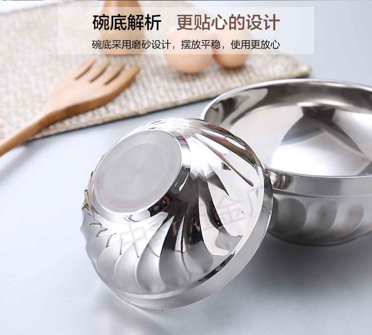 *热卖新款双层隔热不锈钢碗多用儿童防烫碗创意玉兰百合碗餐具示例图12