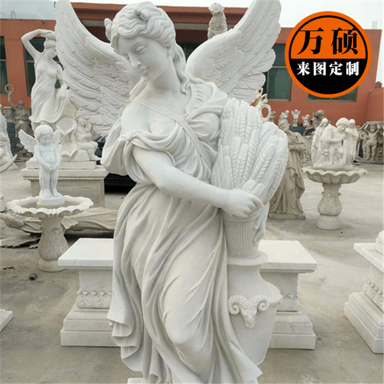欧洲希腊女神石像 西方人物石头雕像 带翅膀天使雕塑示例图2
