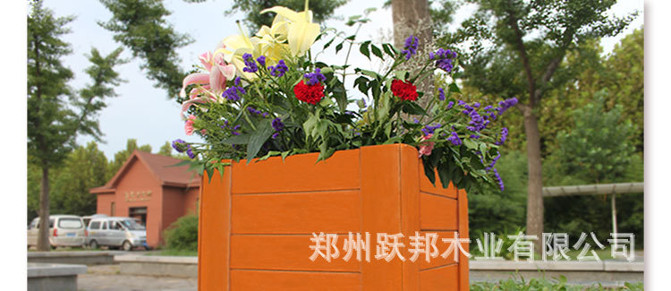 户外防腐木木质花箱花槽 移动组合式长方形花池河南花盆花箱示例图6