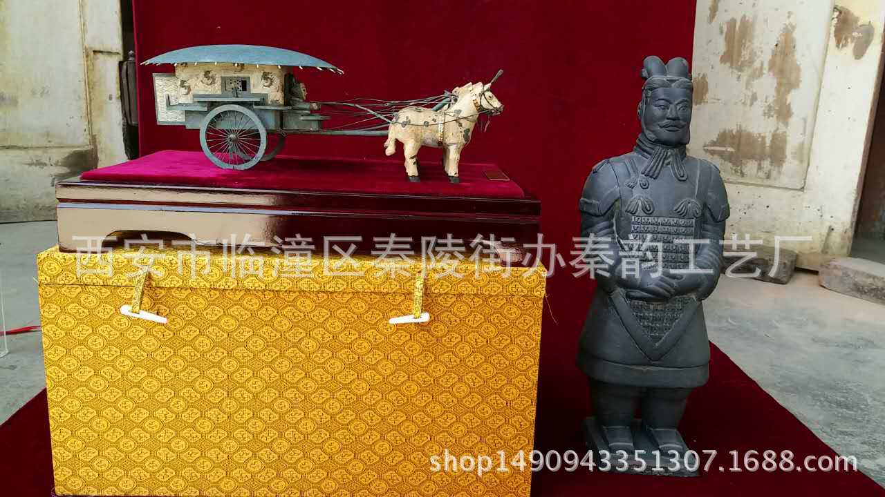 兵马俑铜车马中国工艺品送老外1/16纯铜套装精品礼盒包装图片