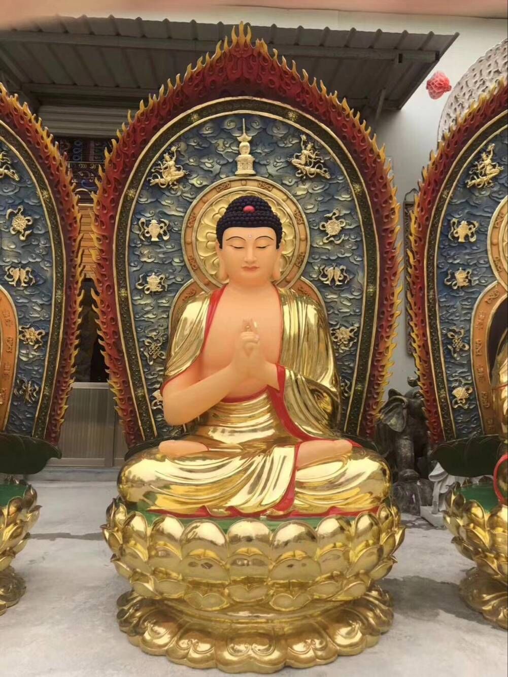 佛像 温州优质佛像厂家订制坐像西方三圣佛像 彩绘西方三圣佛像 木雕西方三圣菩萨