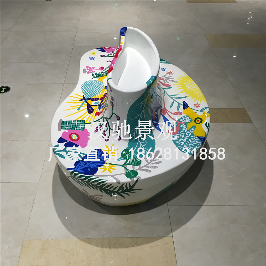 厂家直销商场美陈可以种花的座椅休闲摆件 玻璃钢异形彩绘座椅示例图5