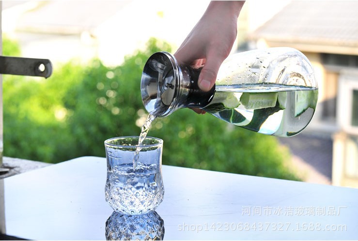 丹麦风格凉水壶冷水壶耐热玻璃大容量夏日果汁水瓶防侧漏1L示例图5