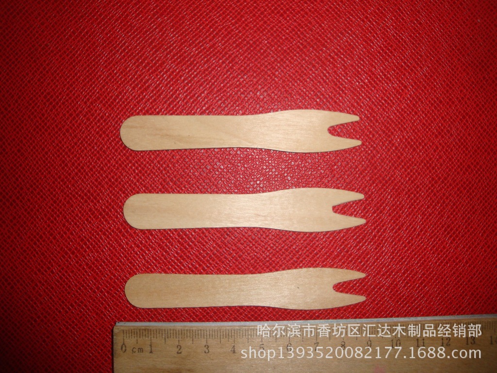 供应木叉  一次性糕点甜品木叉 水果木叉  果冻布丁木叉示例图4