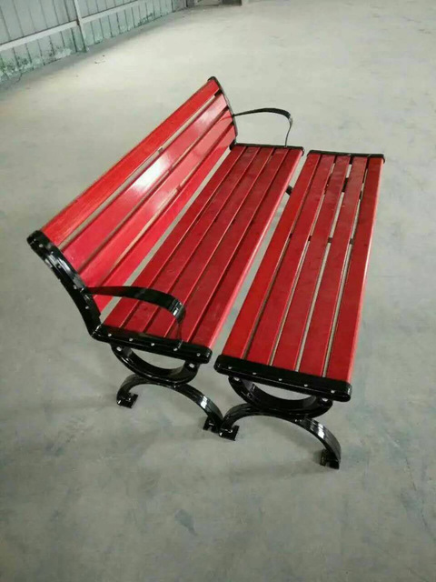 山东济宁户外休闲园林椅铸铁长条排椅木座椅广场椅长条凳子公园椅图片