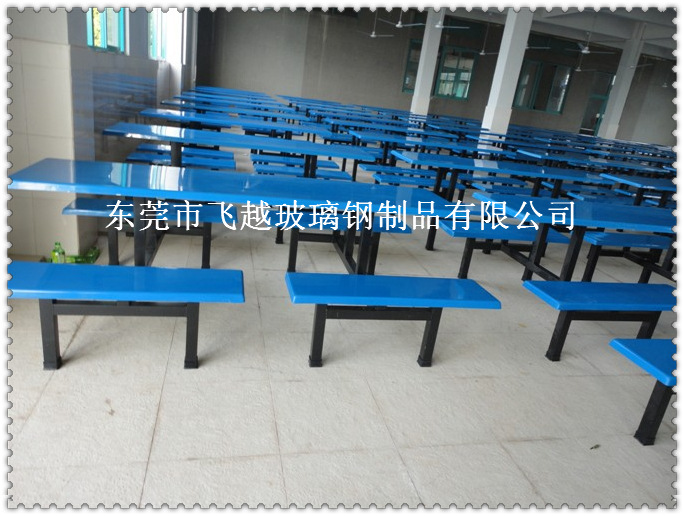 深圳玻璃钢八人位食堂餐桌椅组合工厂公司学校学生圆形凳面机压示例图33