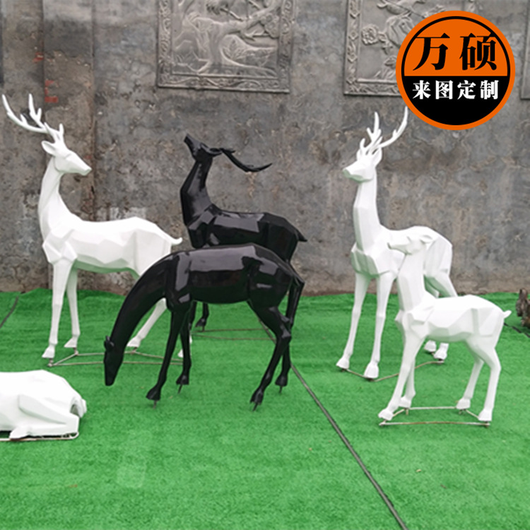 玻璃钢雕塑定制厂家 抽象动物树脂抽象鹿园林雕塑模型摆件示例图4