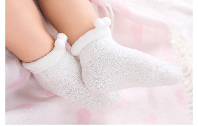 佩爱 冬季加厚新生儿袜子 初生婴儿0-3-12个月棉袜宝宝保暖松口袜示例图5