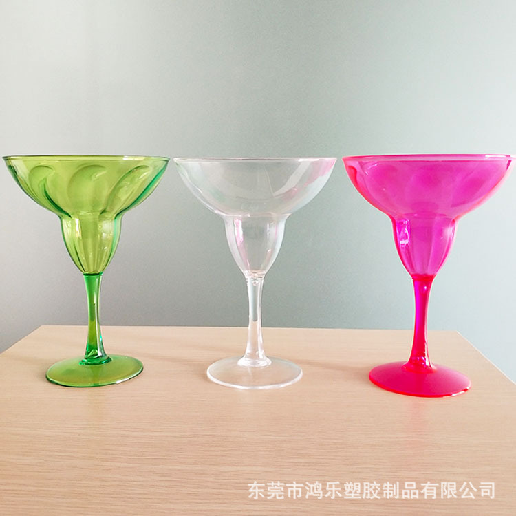 厂家定制PS透明高脚塑料杯鸡尾酒杯16oz高脚马格丽塔塑料杯子示例图15