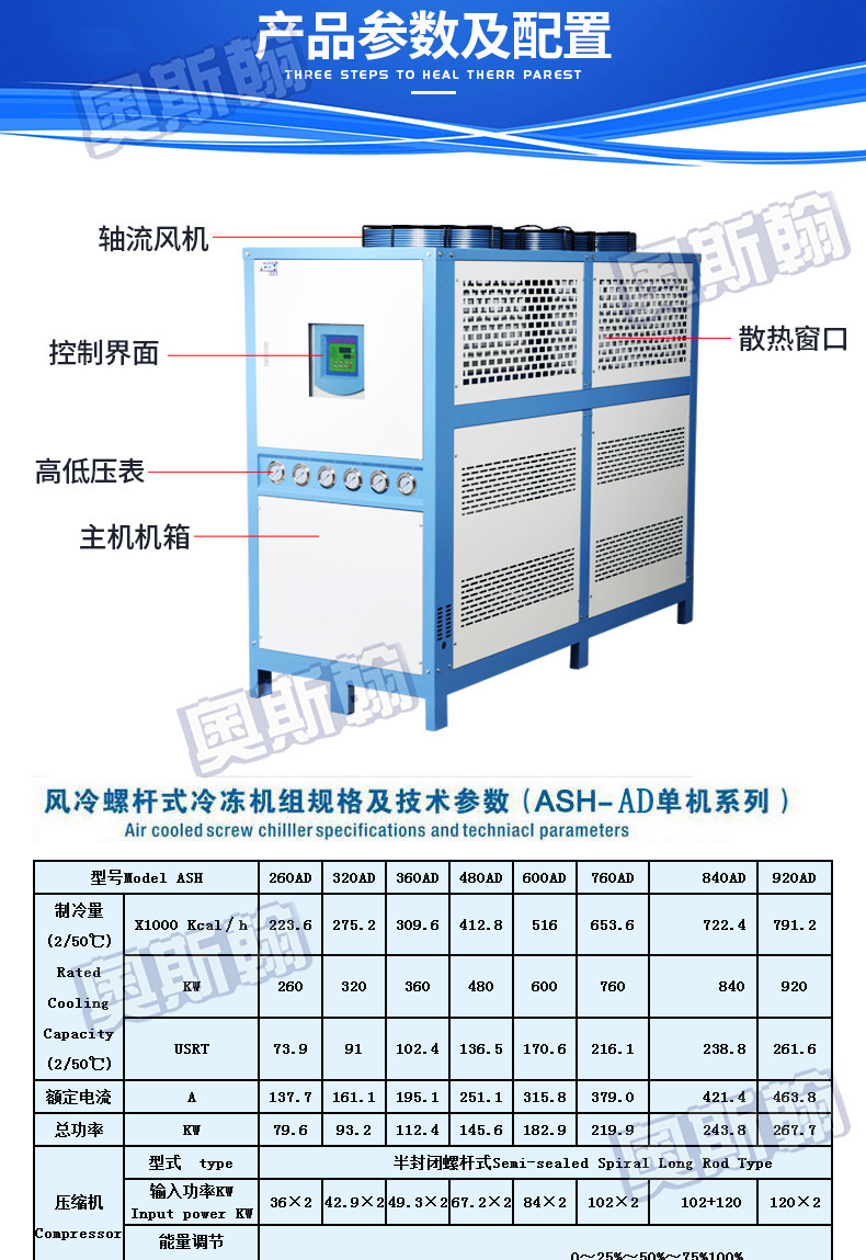 供应低温螺杆式风冷冷水机 60P精密低温冷水机 激光专用冷冻机示例图9