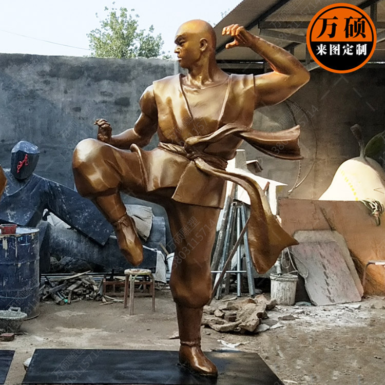 玻璃钢仿铜人物定做 武术人物武僧雕塑 街道人物雕塑摆件一线厂家示例图7