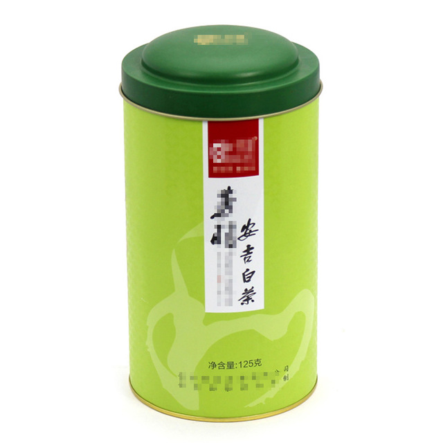 可定制125g安吉白茶铁罐子 圆形子母盖茶叶铁罐 热销白茶铁盒 麦氏罐业