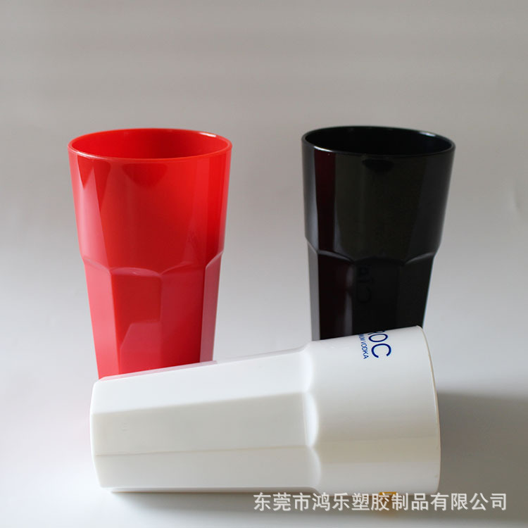 创意塑料八角酒杯厂家直销AS透明14oz塑料啤酒杯条纹塑料杯可印刷示例图9