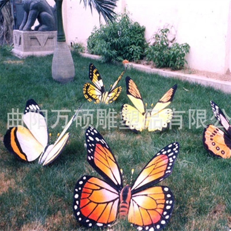 玻璃钢动物雕塑 仿真花蝴蝶雕塑园林花园景观造型造景布景装饰示例图1