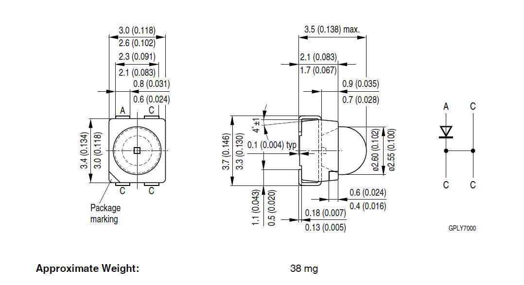 LTE63C 原装OSRAM欧司朗 3528 凸头1210透镜 四脚共阳 翠绿光LED示例图1