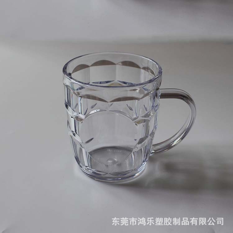 工厂批发300ml塑料扎啤杯AS透明塑料菠萝杯10安士马克手柄啤酒杯示例图1