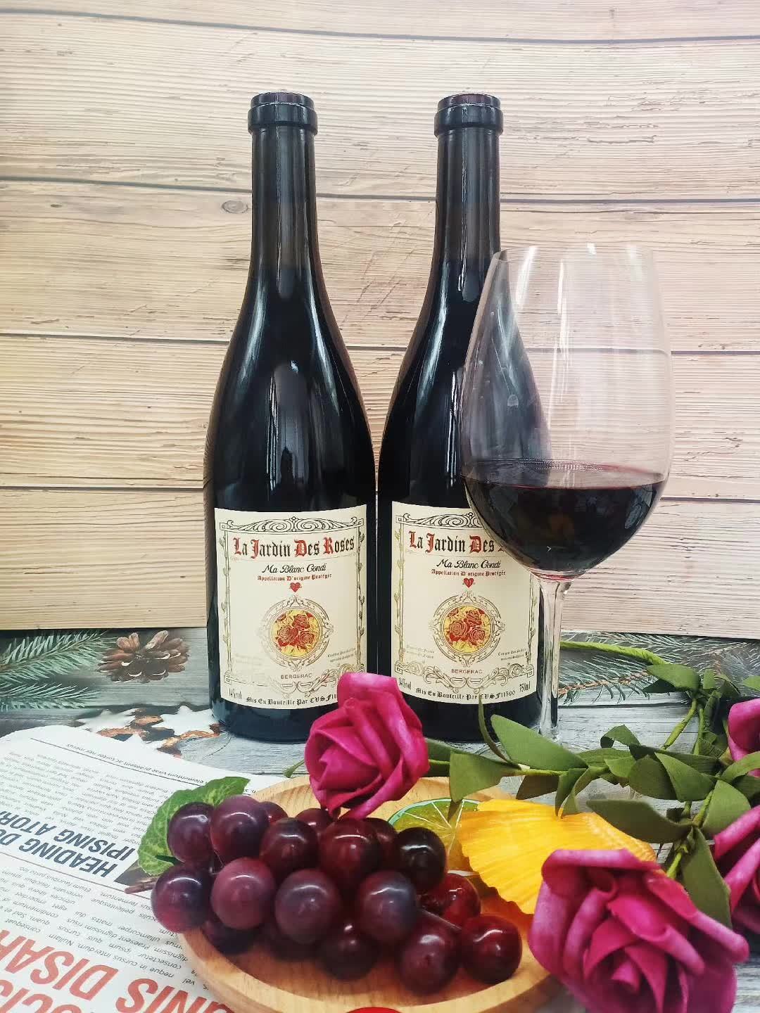 万耀国际法国贝尔热拉克白马康帝系列玫瑰园品丽珠混酿干红葡萄酒女粉带货产品