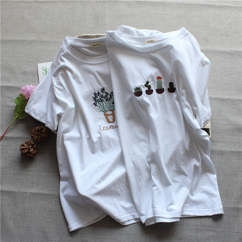 夏季新款韩版上衣　麻棉刺绣小图系列宽松短袖Ｔ恤女　批发ＢＬ示例图17