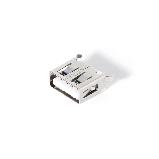 USB 2.0立式直插母座 AF 180度 DIP 弯脚 直口 白胶13.0长