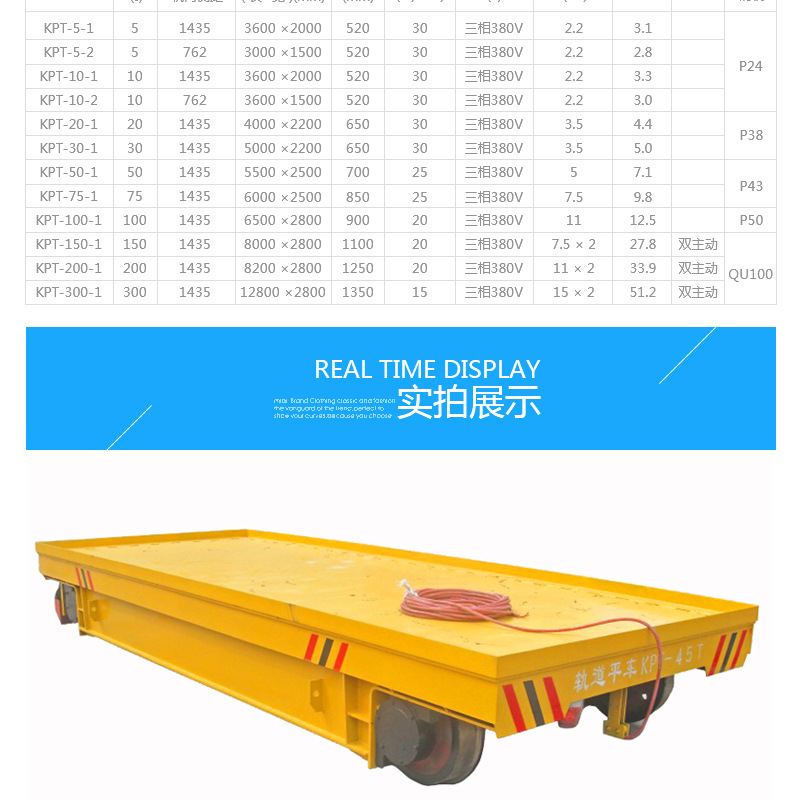 供应KPT系列30t吨载重电动平板运输工具车 拖缆供电电动平车示例图3