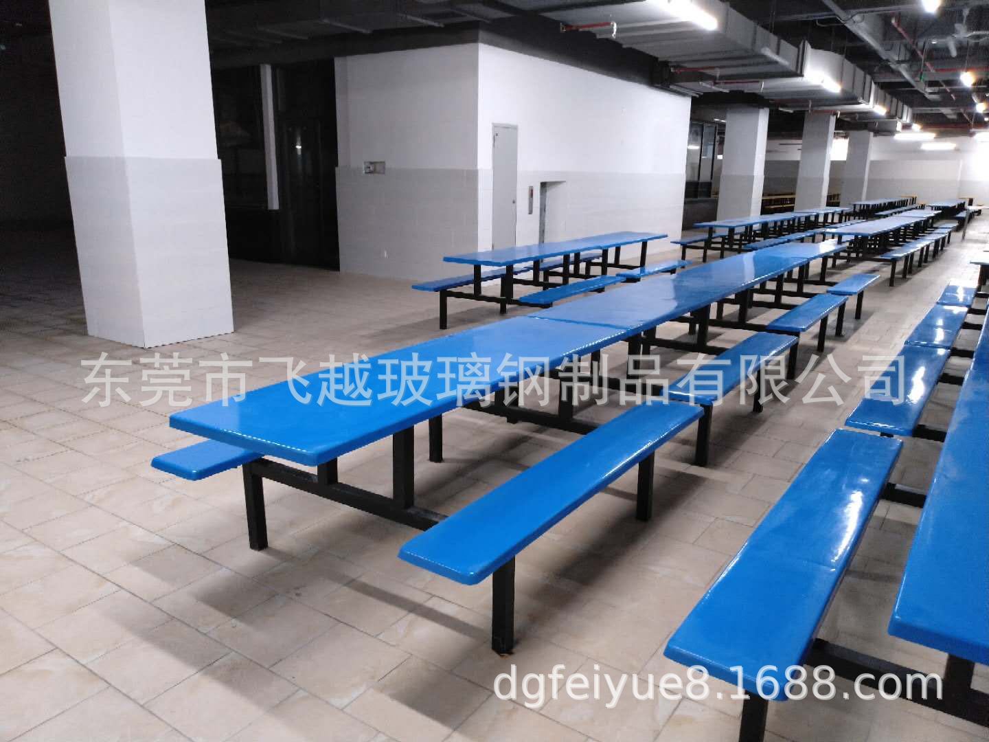 深圳玻璃钢八人位食堂餐桌椅组合工厂公司学校学生圆形凳面机压示例图9