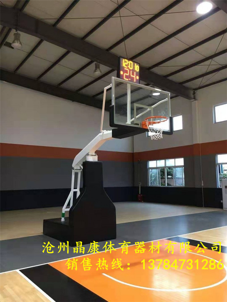 贵州晶康牌配安全防爆钢化玻璃篮球板地埋篮球架款式大气