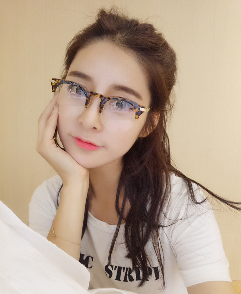 2016个性半框眼镜架 韩版明星大框平光眼镜 女潮近视眼镜框男配镜示例图1