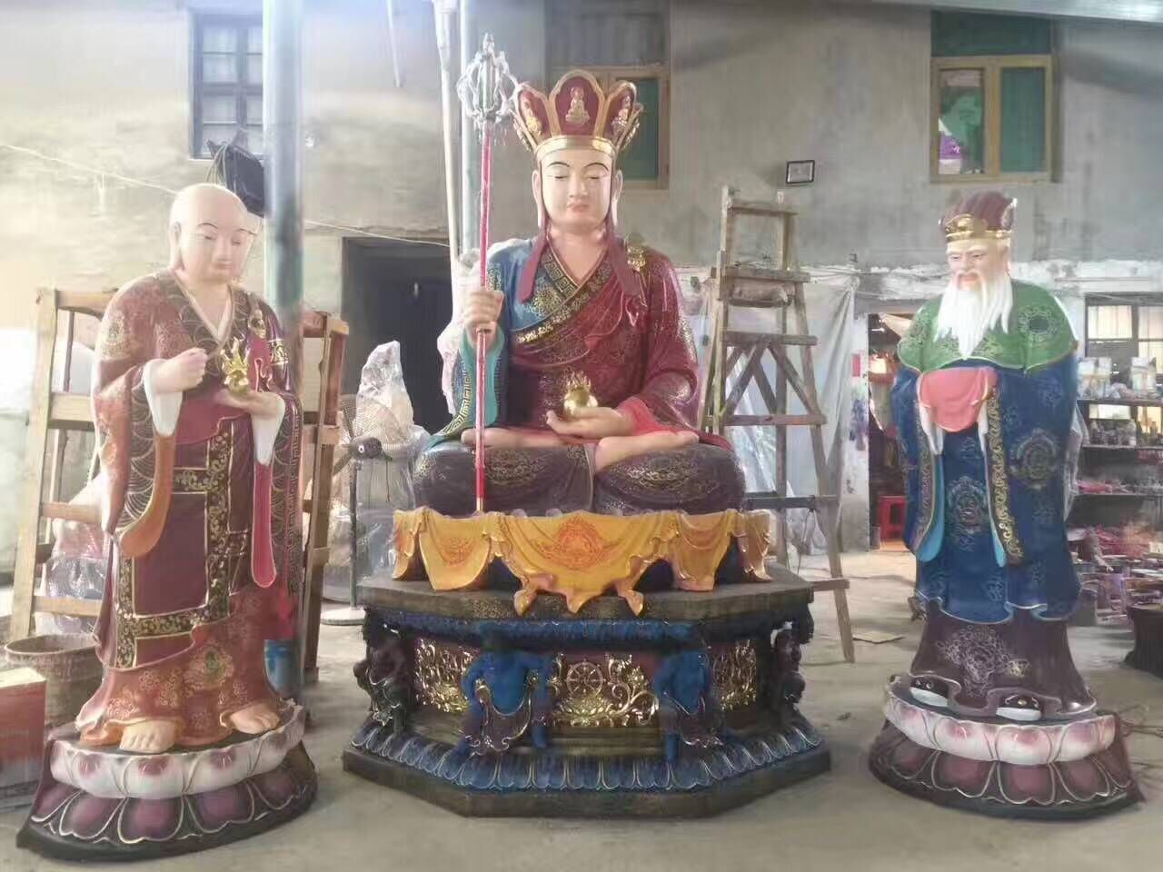 佛像 本厂专业生产精品贴金地藏王佛像 地藏王两弟子闵公道明 地藏王殿供奉地藏王菩萨