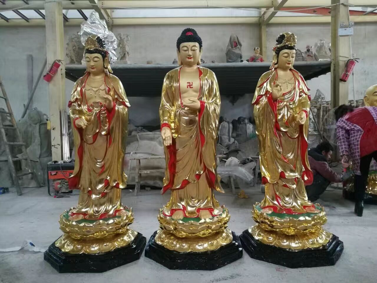 佛像 本厂专业铸造精品三圣殿供奉西方三圣菩萨 站像西方三圣佛像 彩绘西方三圣菩萨