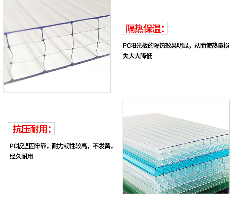 PC中空阳光板雨棚板阳光房屋面聚碳酸酯阳光板PC透明蜂窝板示例图11