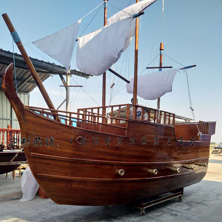 定制大型木制海盗船 户外景观装饰船 室内摆件展览船,商场主题木船