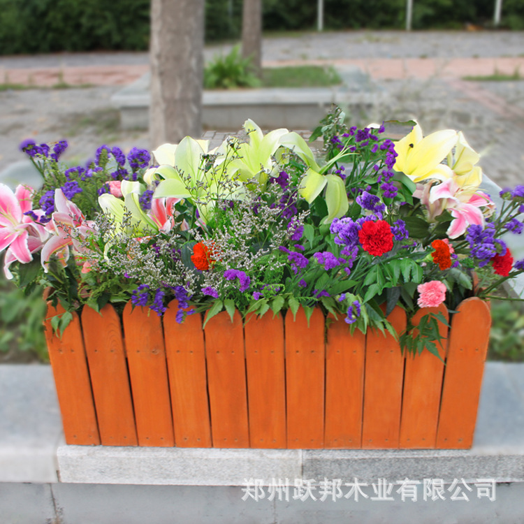 户外防腐木木质花箱花槽 移动组合式长方形花池河南花盆花箱示例图19