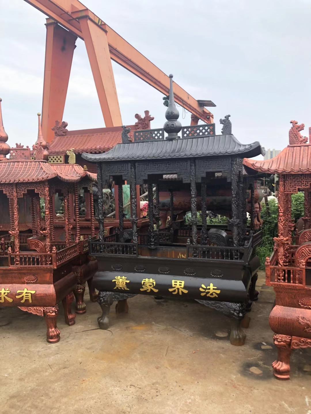 温州慈宏生产厂家批发，寺庙香炉，长方形四龙柱香炉，长方形带盖香炉，