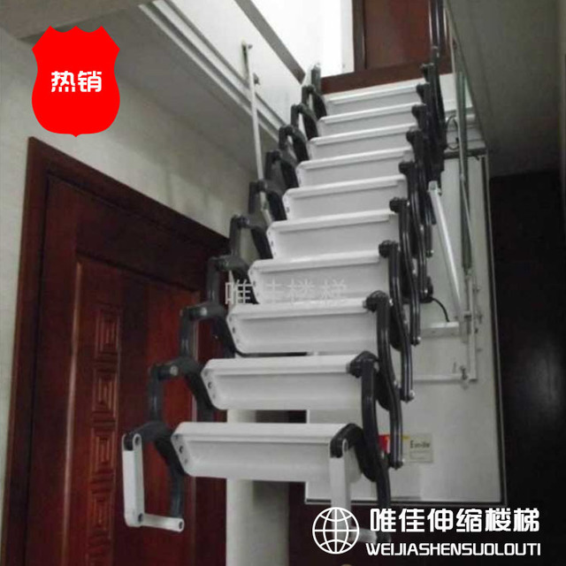 隐藏式阁楼楼梯价格 不占地方阁楼楼梯 广东广州半自动伸缩楼梯 阁楼伸缩楼梯