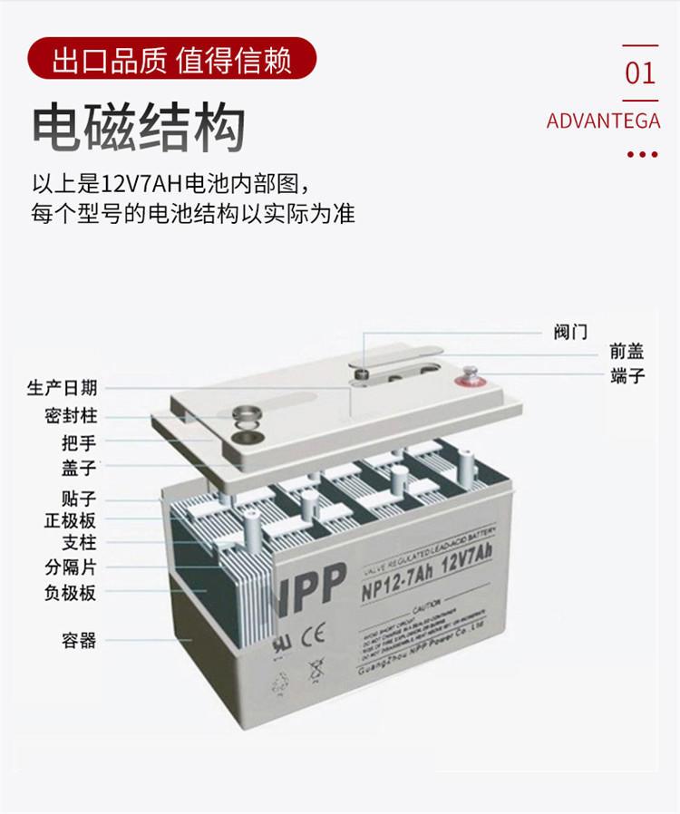 耐普电池12V38AH/NPP蓄电池NP12-38/铅酸免维护 全新包装 质保三年示例图3