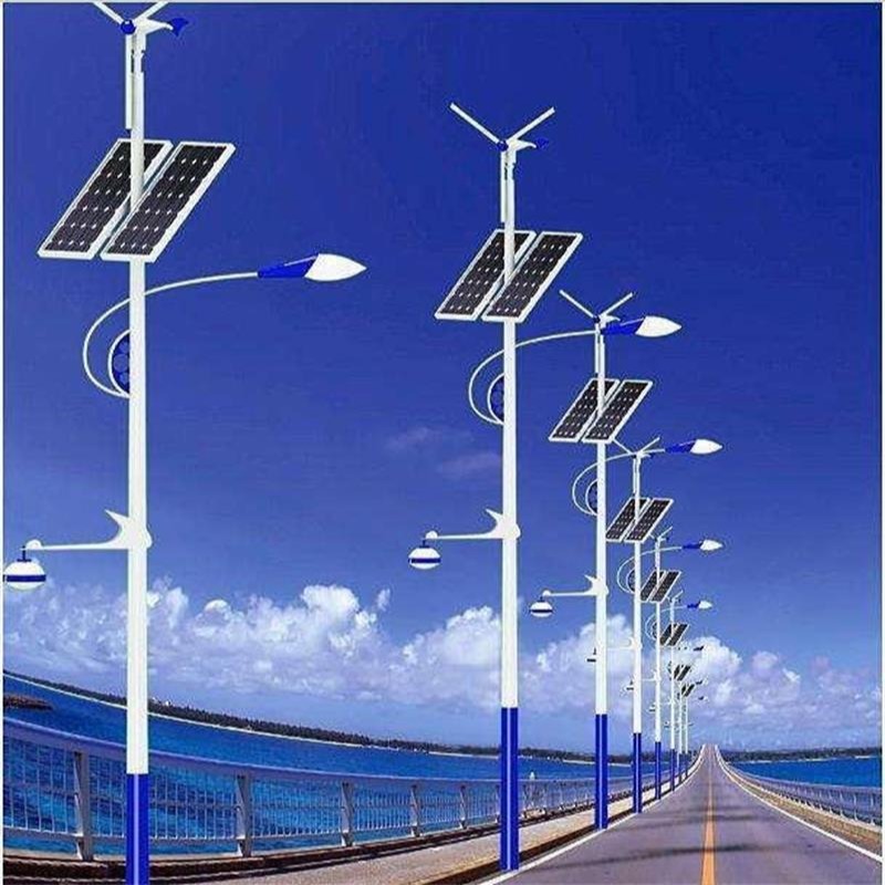鑫永虹户外LED双臂8米风光互补路灯 海边码头自动感应照明太阳能灯