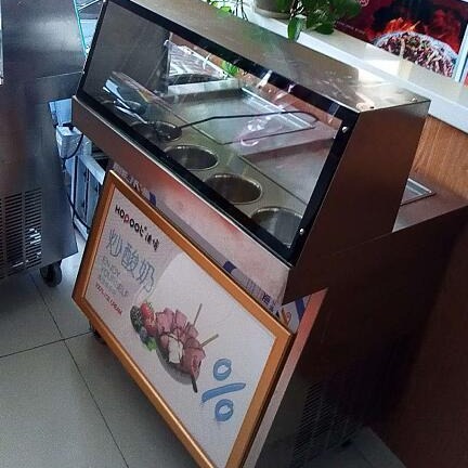 单锅炒酸奶机 浩博单锅炒奶机 商用双锅手动炒酸奶炒冰淇淋水果机