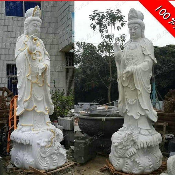 观音石雕像价格 大型石雕佛像制作 观音菩萨雕像图 九龙星石业图片