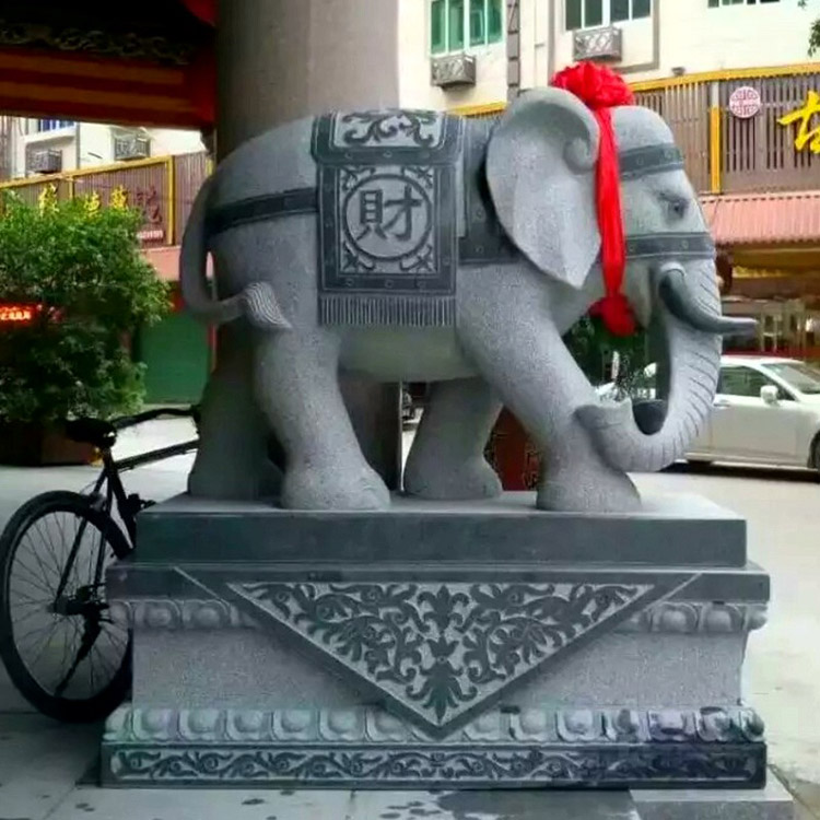 招财石雕大象 定制汉白玉石头象 石雕大象生产厂家